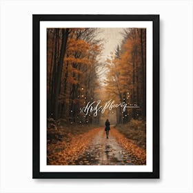 Autumn Greeting Crafted In Hand Drawn Style Rustic Typography Dancing Across The Visual Space Musi (5) Art Print