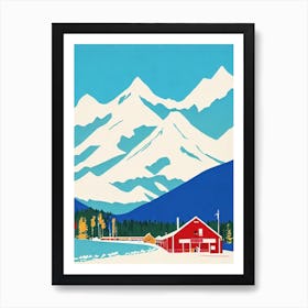 Mont Sainte Anne, Canada Midcentury Vintage Skiing Poster Art Print