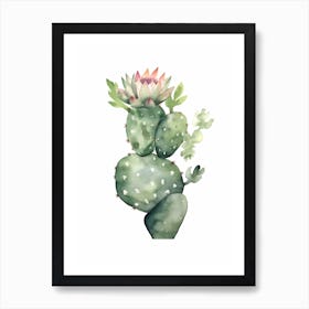 Totem Pole Cactus Watercolour Drawing 4 Art Print