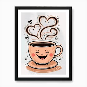 Coffee Cup With Hearts Art Print