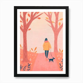 Walk In The Park With A Dog Art Print