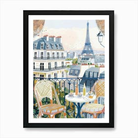 Daytime in Paris at Lunch with Eiffeltower Art Print