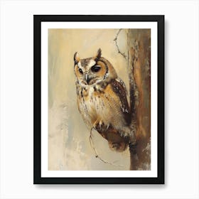 African Wood Owl Japanese Painting 10 Art Print