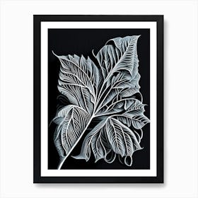 Australian Native Mint Leaf Linocut 2 Art Print