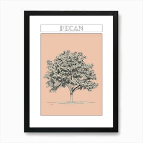 Pecan Tree Minimalistic Drawing 1 Poster Art Print