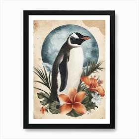 Adlie Penguin Half Moon Island Vintage Botanical Painting 3 Art Print