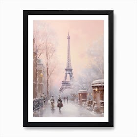 Dreamy Winter Painting Paris France 1 Art Print