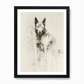 Canaan Dog Charcoal Line 2 Art Print