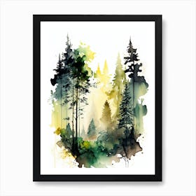 Watercolor Of A Forest 3 Art Print