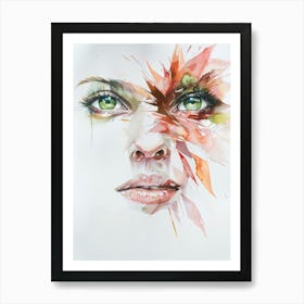 Watercolor Of A Woman'S Face 2 Art Print