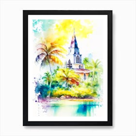 Mauritius Mauritius Watercolour Pastel Tropical Destination Art Print