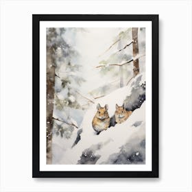 Winter Watercolour Pika 2 Art Print