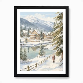 Vintage Winter Illustration Whistler Canada 1 Art Print
