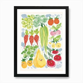 Cute Kawaii Group Of Vegetables 8 Art Print