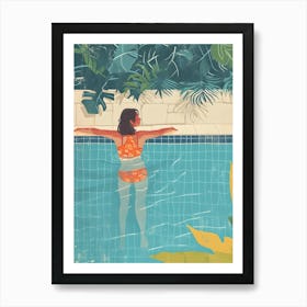 Woman Swimming In The Pool Art Print