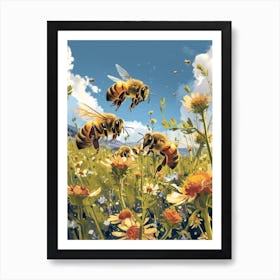 European Honey Bee Storybook Illustration 9 Art Print