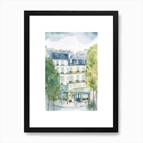 Paris France Cafe Scene Illustration Watercolour Art Print