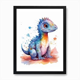 Majungasaurus Cute Dinosaur Watercolour 1 Art Print