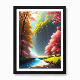 Waterfall In A Forest Art Print