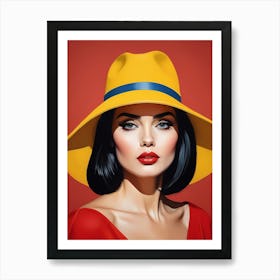 Woman Portrait With Hat Pop Art (115) Art Print