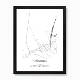 Pieksamaki,Finland Minimalist Map Art Print