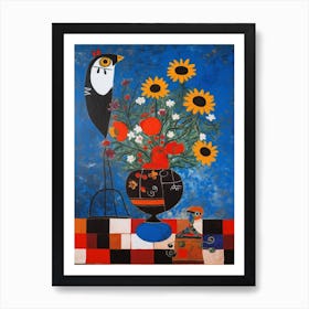 Aster With A Cat 3 Surreal Joan Miro Style  Art Print