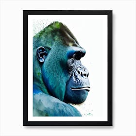 Side Profile Portrait Of A Gorilla Gorillas Mosaic Watercolour 2 Art Print