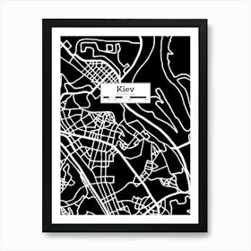 Kiev City Map, Ukraine — Hand-drawn map, vector black map Art Print