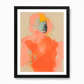 Woman In An Orange Dress 1 Art Print