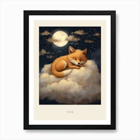 Baby Fox 10 Sleeping In The Clouds Nursery Poster Art Print