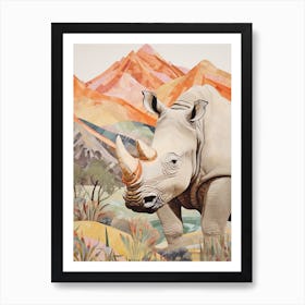 Rhino With Flowers & Plants 7 Art Print