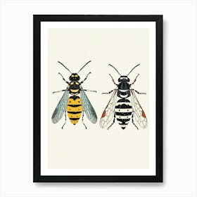 Colourful Insect Illustration Yellowjacket 9 Art Print