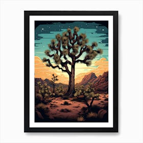  Retro Illustration Of A Joshua Tree With Starry Sky 2 Art Print