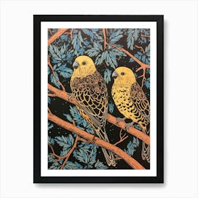 Art Nouveau Birds Poster Budgerigar 1 Art Print