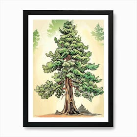 Cedar Tree Storybook Illustration 1 Art Print
