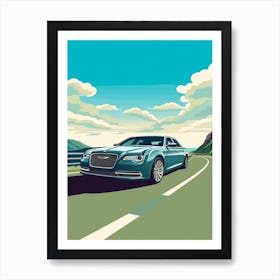 A Chrysler 300 In Causeway Coastal Route Illustration 2 Art Print