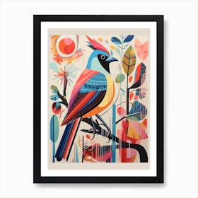 Colourful Scandi Bird Northern Cardinal 1 Art Print