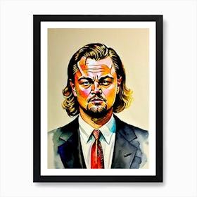 Leonardo Dicaprio In The Wolf Of Wall Street Watercolor 2 Art Print