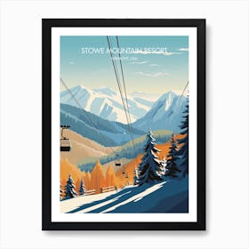 Poster Of Stowe Mountain Resort   Vermont, Usa, Ski Resort Illustration 1 Art Print