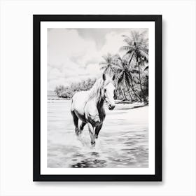 A Horse Oil Painting In Bora Bora French, Polynesia, Portrait 1 Art Print