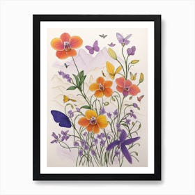 Orchids And Butterflies Art Print