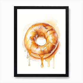 Caramel Glazed Donut Cute Neon 2 Art Print