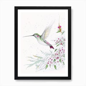 Hummingbird In Snowfall Quentin Blake Illustration 2 Art Print