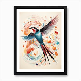 Bird Painting Collage Swallow 2 Art Print