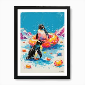 Penguins In The Pool Art Print