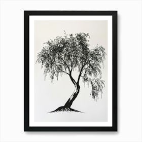 Willow Tree Simple Geometric Nature Stencil 2 Art Print