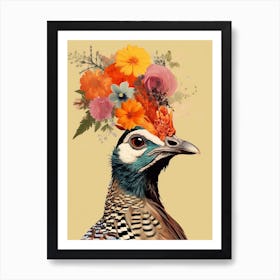 Bird With A Flower Crown Pheasant 3 Art Print