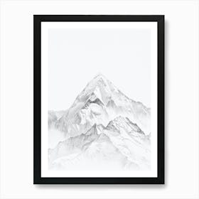 Gasherbrum Pakistan China Line Drawing 6 Art Print