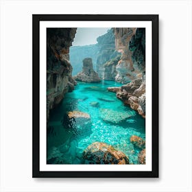 Blue Water In A Cave 2 Art Print