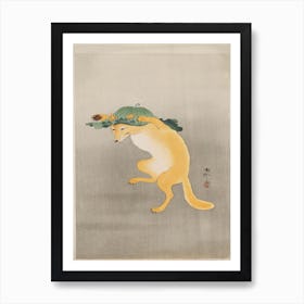 Dancing Fox With Lotus Leaf Hat (1910), Ohara Koson Art Print